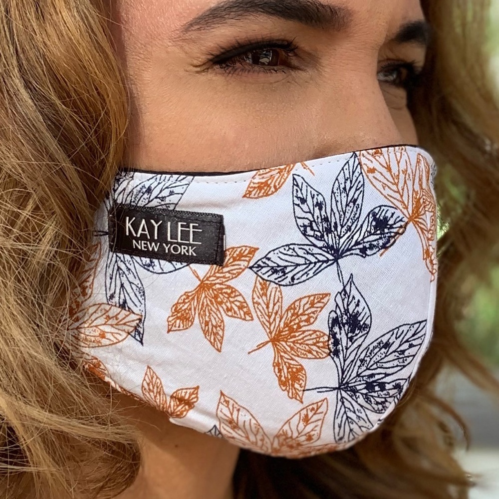 Navy & gold leaf face mask
